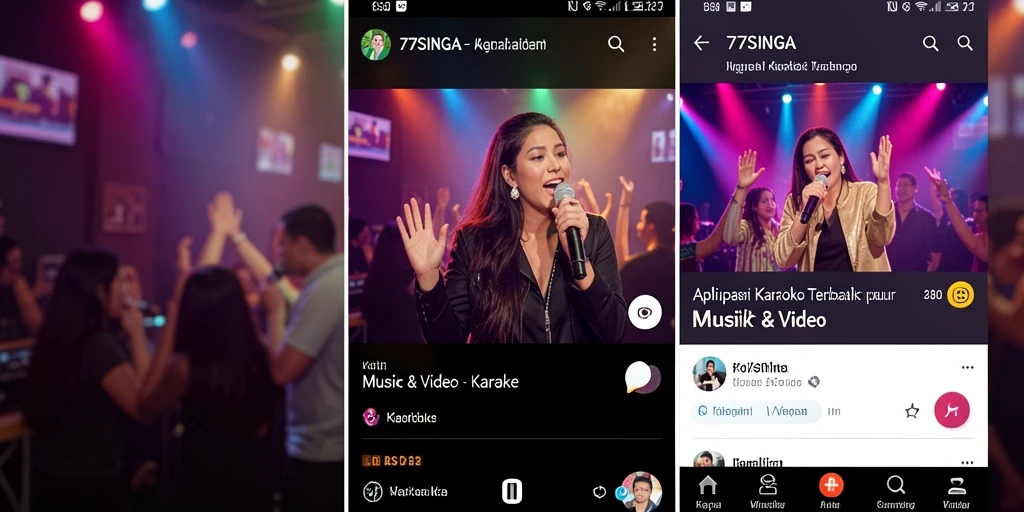 Antarmuka 77SINGA yang menarik untuk karaoke.