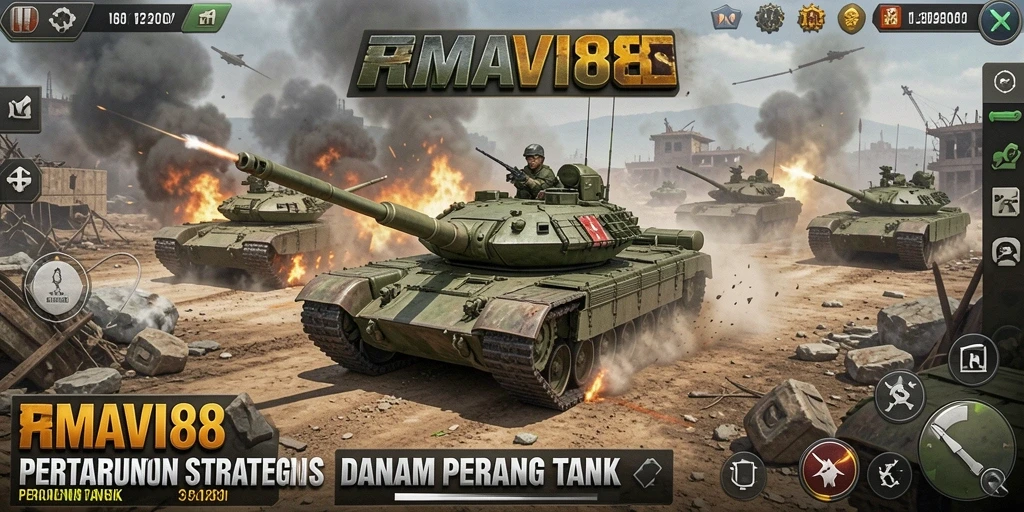 Tampilan antarmuka game Perang Tank yang dinamis dan menarik.