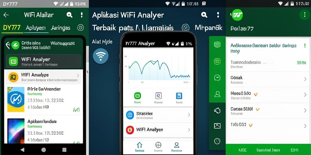 Antarmuka aplikasi DY777 yang menampilkan fungsi WiFi Analyzer secara jelas.