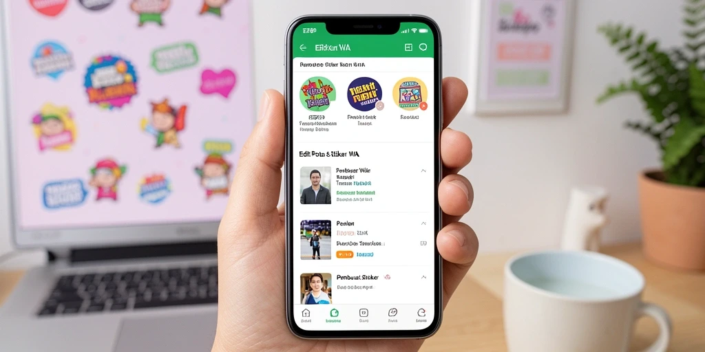 Tampilan antarmuka user-friendly dari aplikasi Pembuat Stiker WA.